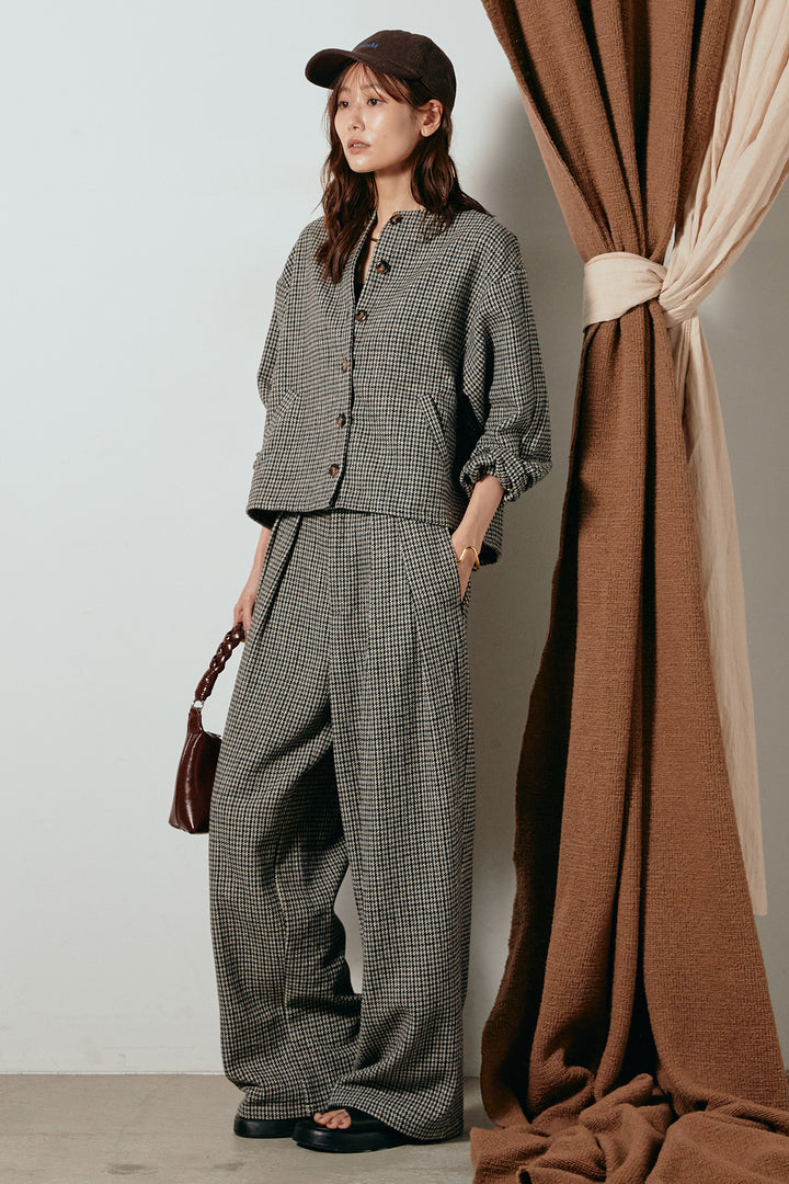 [SET]ノーカラーガンクラブチェックジャケット+ガンクラブチェックタックパンツ(2set)