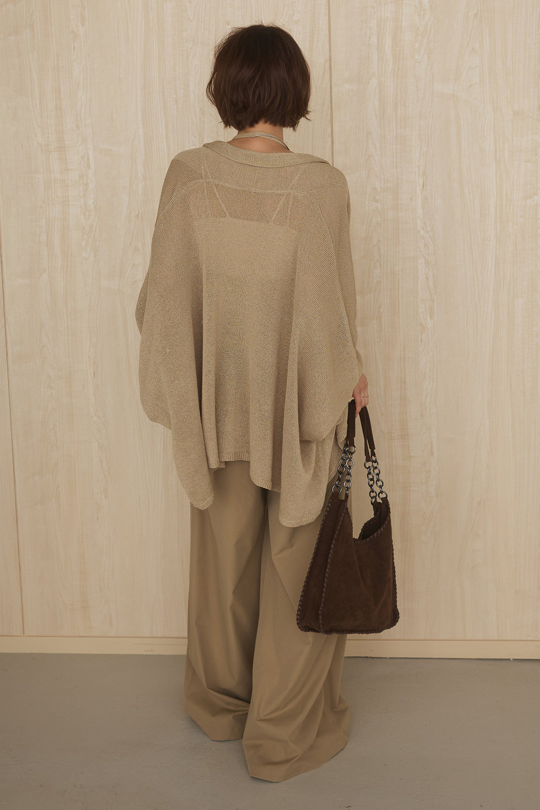 [SET]オーバードルマンカーディガン+ベルトループデザインハイウエストタックパンツ(2set)