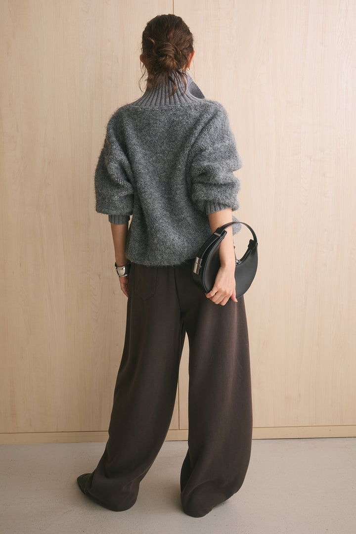 [SET]ブークレーハイネックニットジャケット+ナポレオンディテールカーブパンツ(2set)