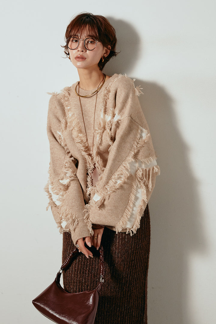 [SET]シャギージャガードニットトップス+アルパカタッチニットタイトスカート(2set)