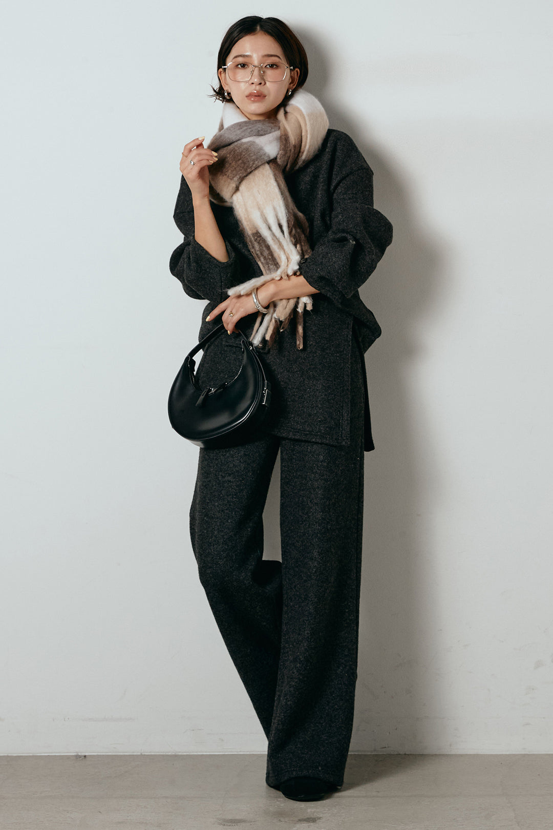 [SET]チェックマフラー付きニットSETUP