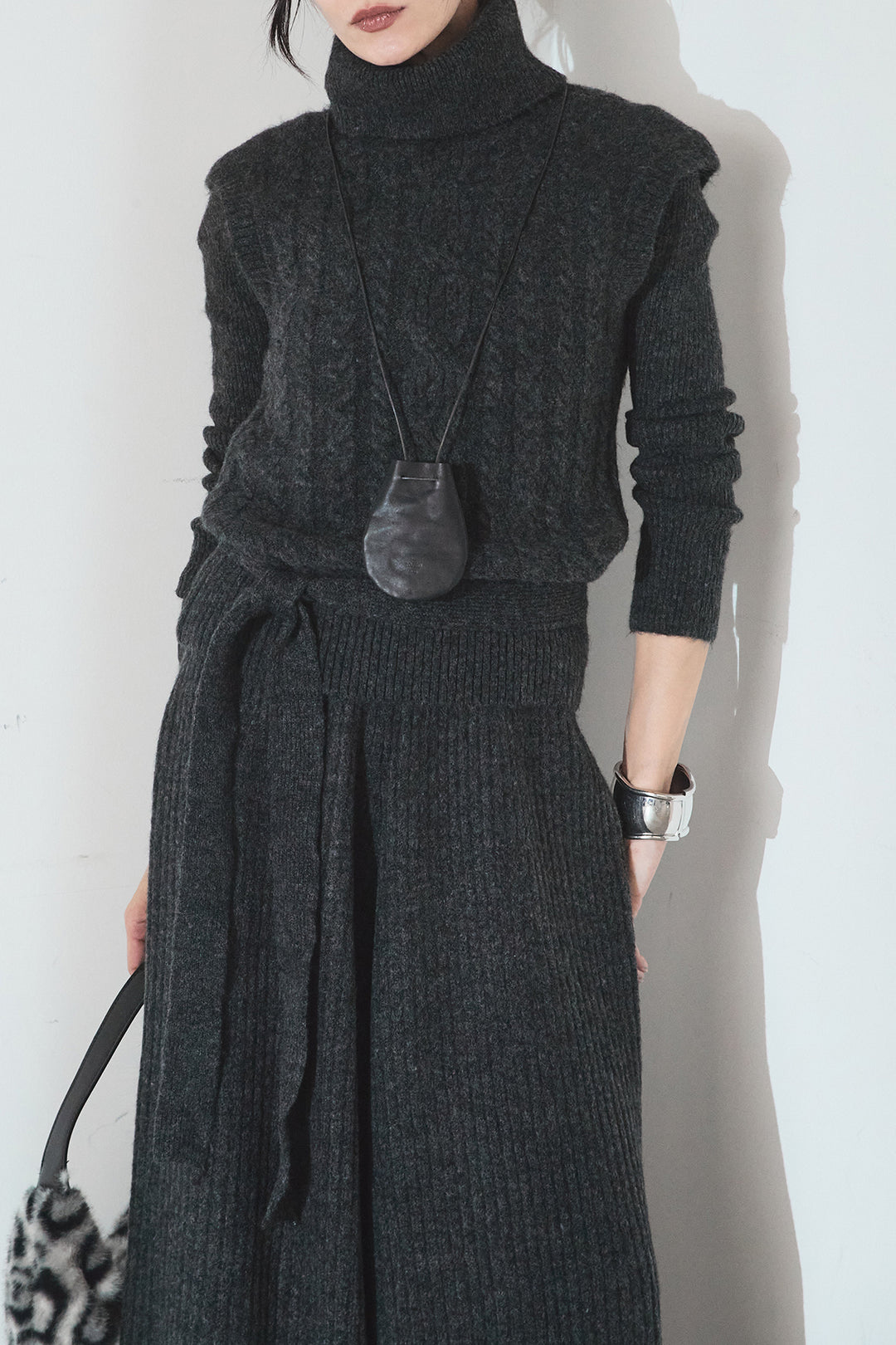 [SET]3ピースハイネックニットベストSETUP