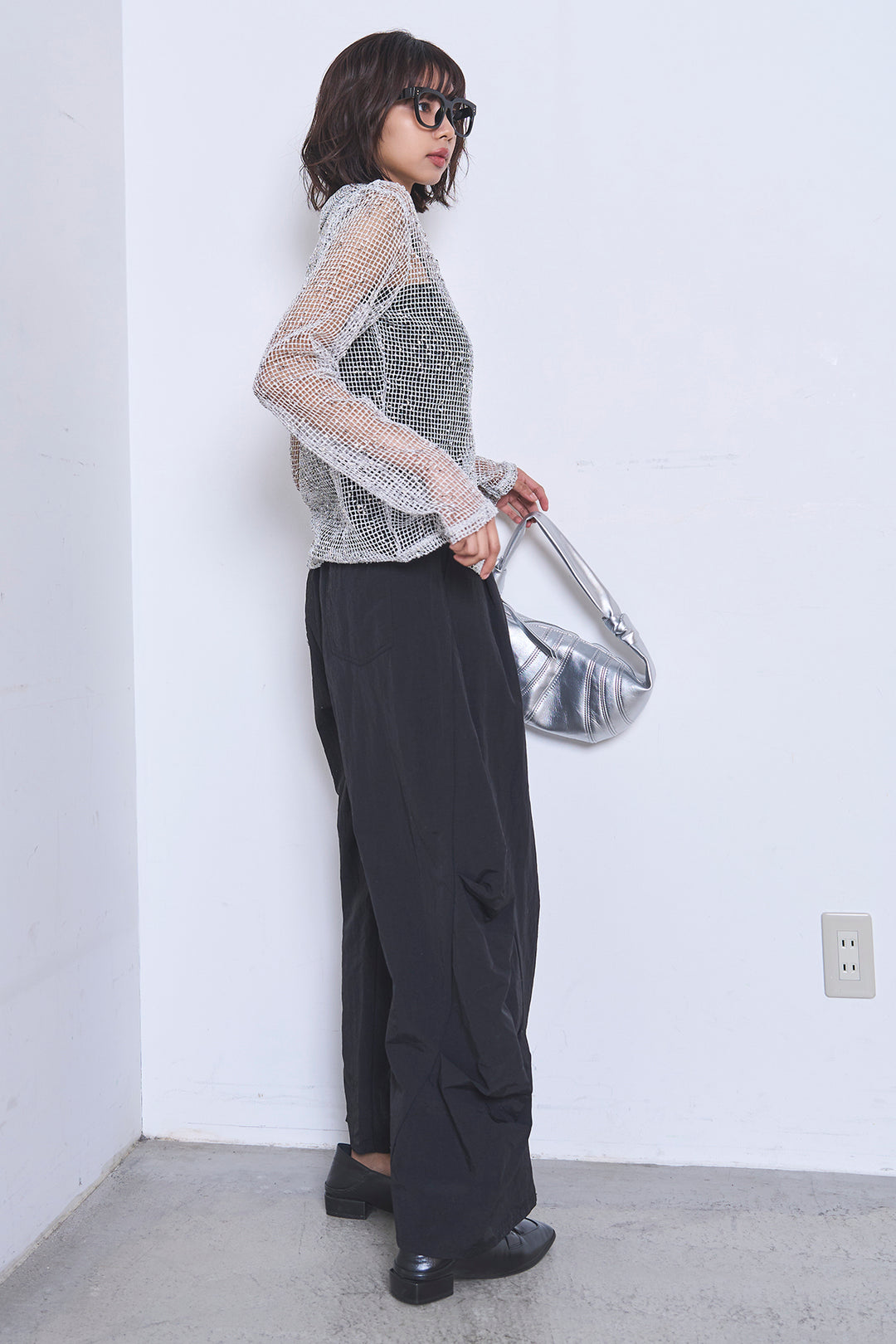 [SET]ネップメッシュポロ襟カーディガン+ドライタフタタックバレルパンツ(2set)