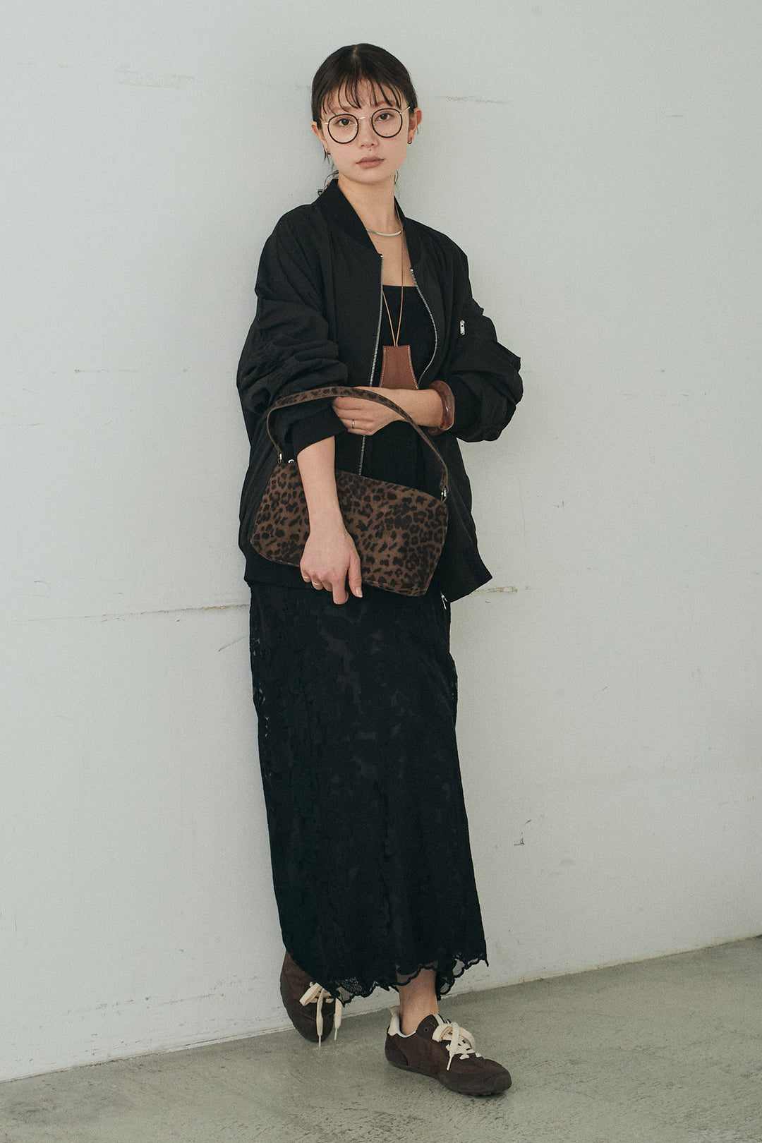 [SET]袖シャーリングオーバーサイズMA1+総レースキャミワンピース(2set)