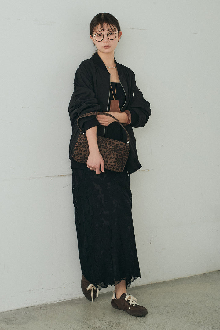 [SET]袖シャーリングオーバーサイズMA1+総レースキャミワンピース(2set)