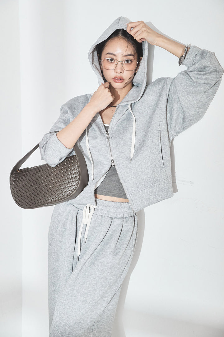 [SET]スウェットドルマンジップフードパーカー+スウェットコクーンイージーパンツ(2set)