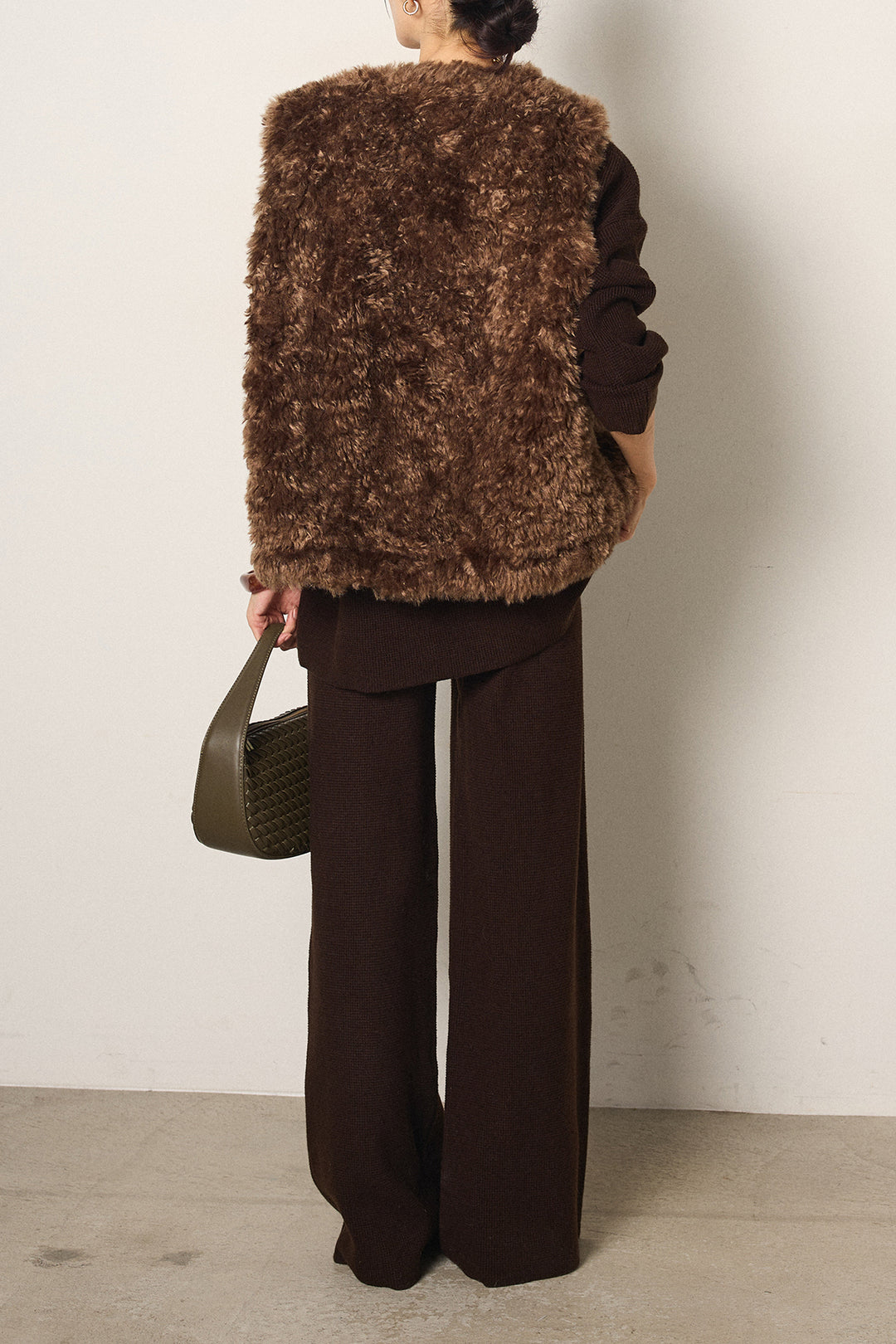 [SET]リラックスワッフルニットSETUP+ノーカラーエコファーベスト(2set)