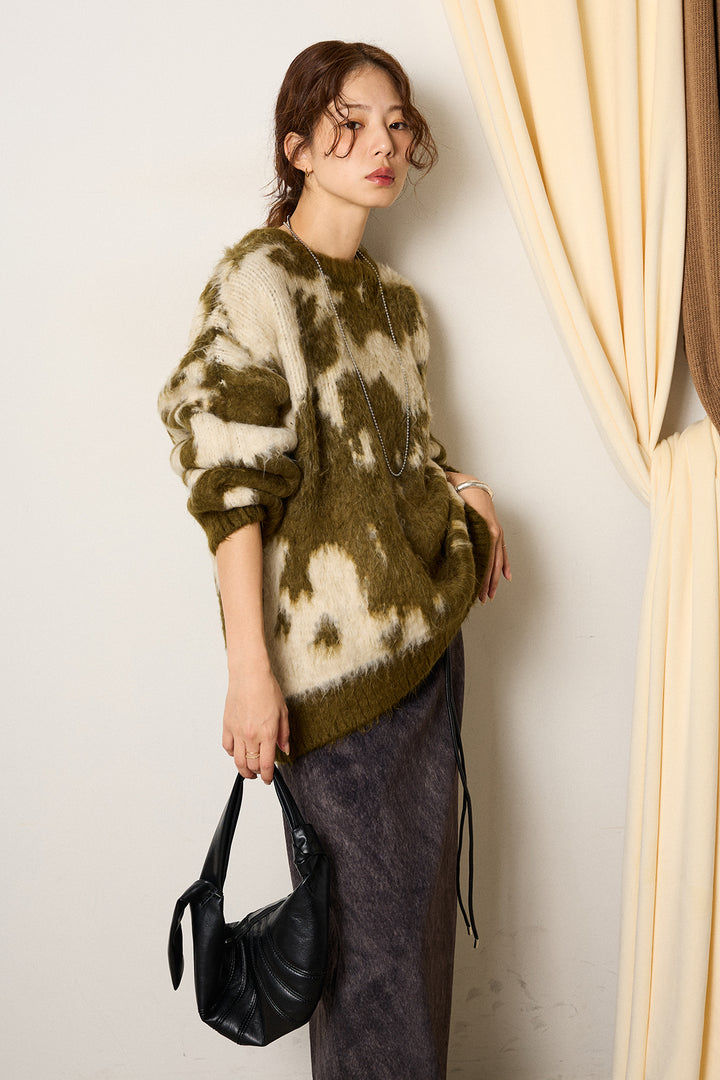 【着回しセット】[SET]モヘアタッチマーブルニット+タック入りコーデュロイワイドパンツ+ロープベルト付きスウェード調スカート(3set)