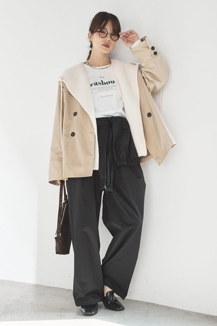 [SET]ナイロントレンチコート+合繊ツイルスタンドウエスト巻きジョガーパンツ(2set)