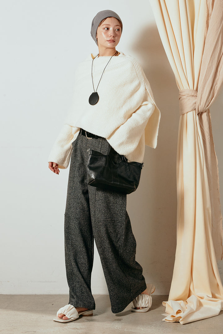 【着回しセット】[SET]ケープデザインリブニットトップス+ケープデザインリブニットトップス(2set)