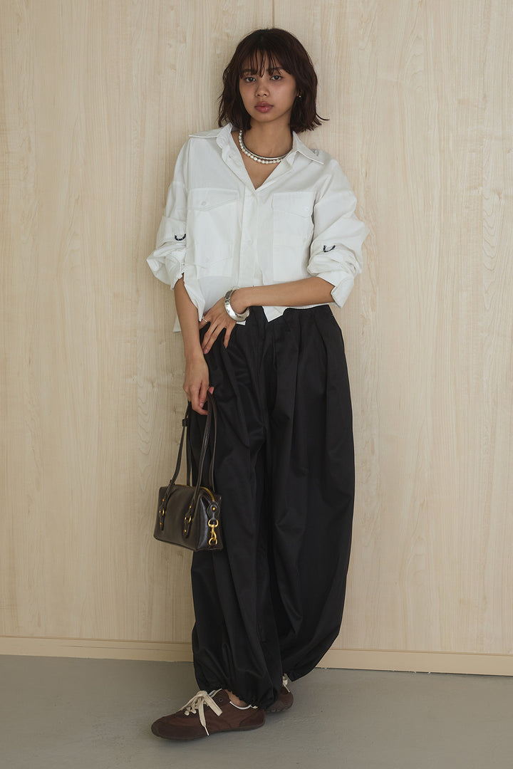[SET]ビッグポケットシャツ+裾絞りワイドパンツ(2set)