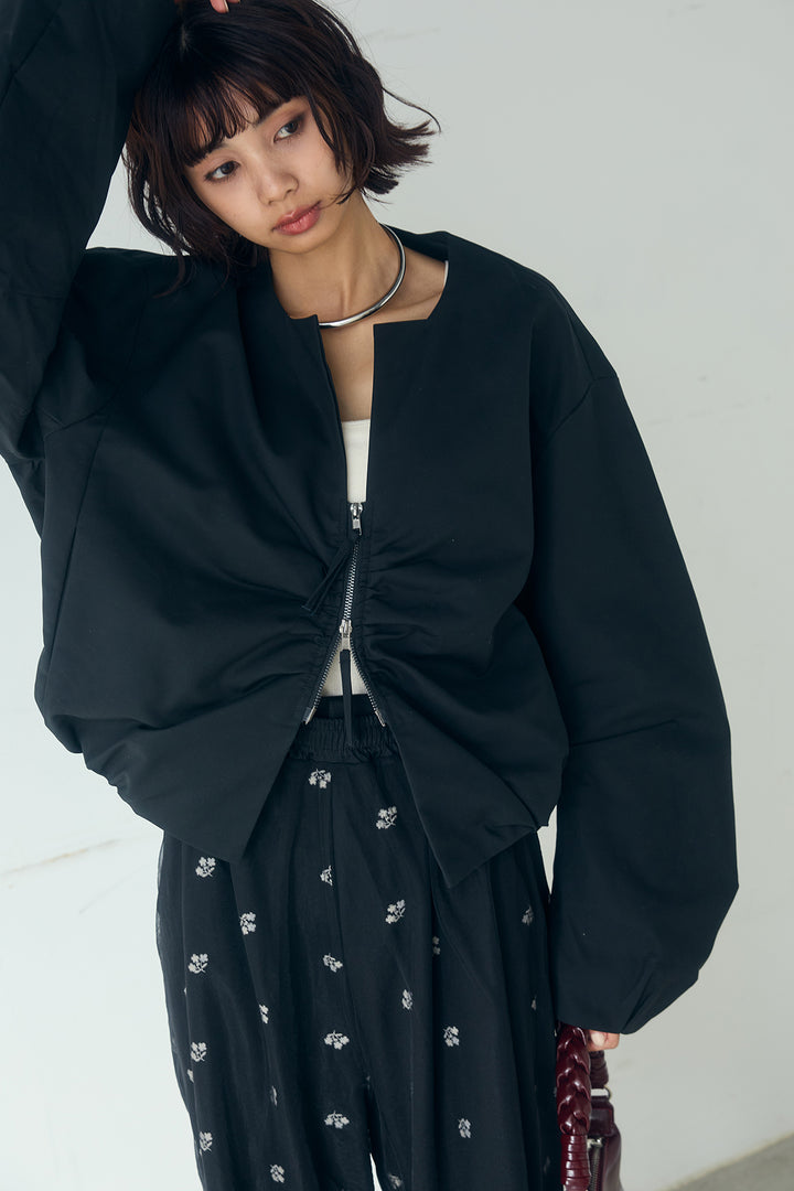 [SET]ニュアンスウェーブ刺繍シアーチュールパンツ+花柄刺繍ツイルタックパンツ(2set)