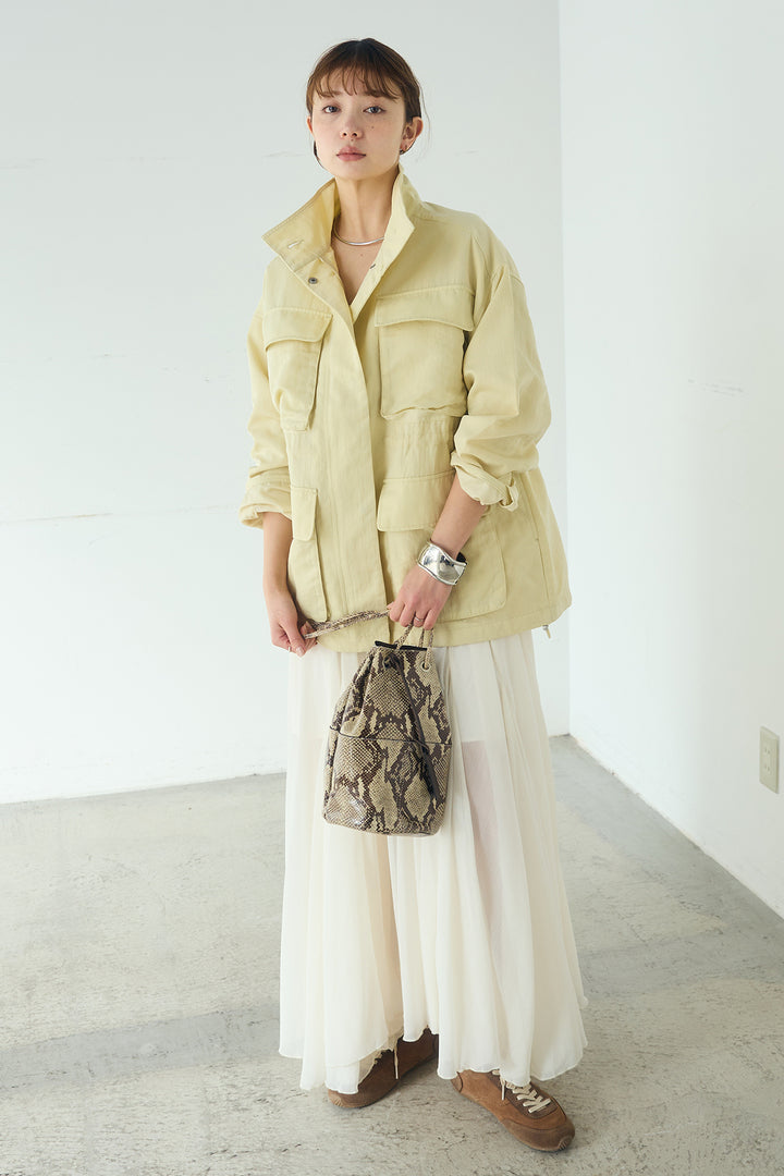 [SET]ナイロンツイルフィールドジャケット+シアーフリルキャミワンピース(2set)