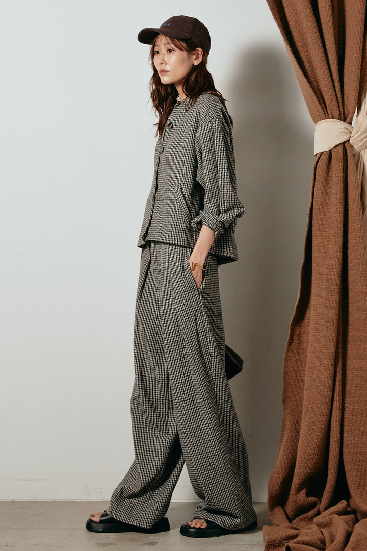 [SET]ノーカラーガンクラブチェックジャケット+ガンクラブチェックタックパンツ(2set)
