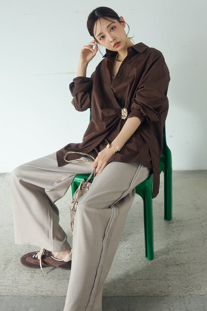 [SET]サイド留め具デザインシャツ+トラックイージーパンツ(2set)