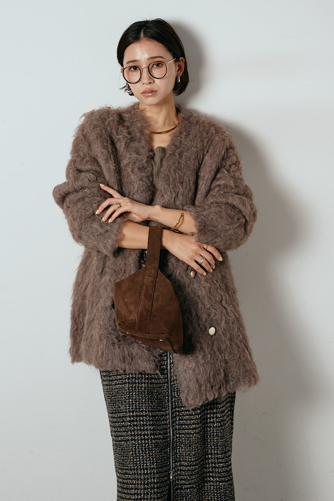 ウェーブシャギーニットジャケット