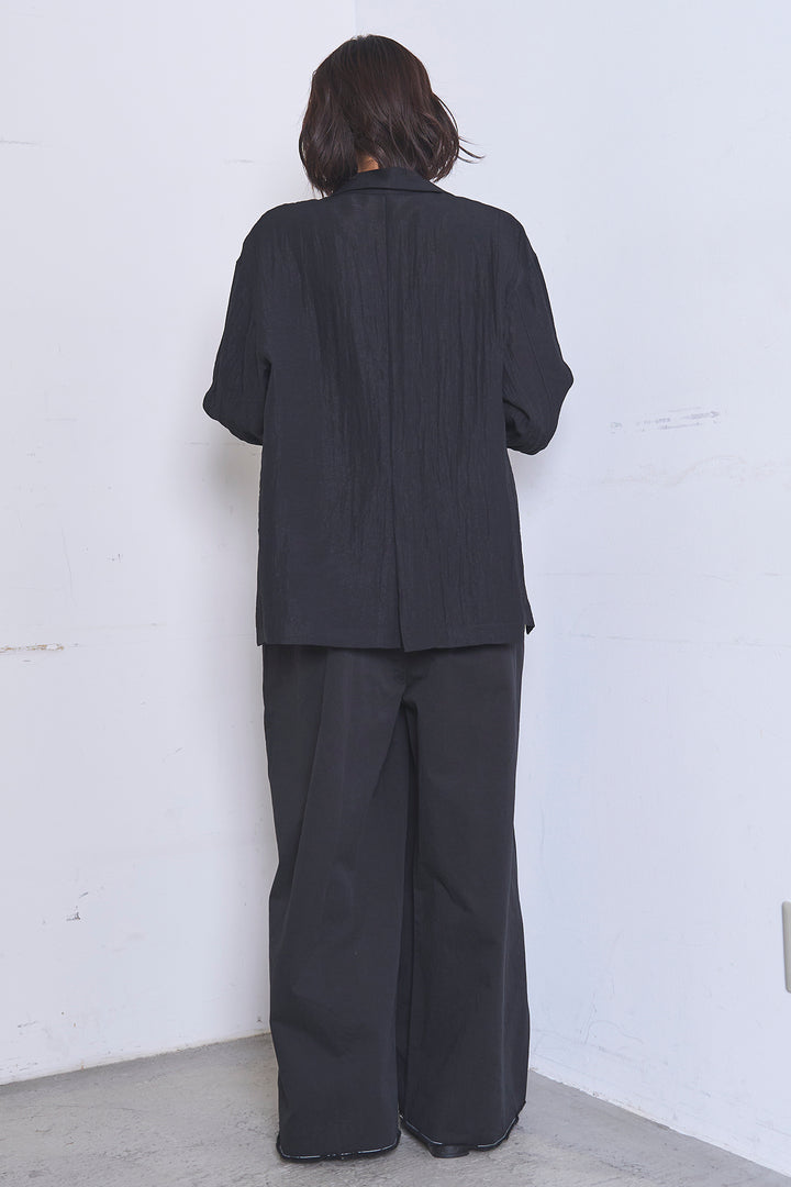 [SET]リネンブレンドテーラードシアージャケット+綿ツイルアシメサロペット(2set)