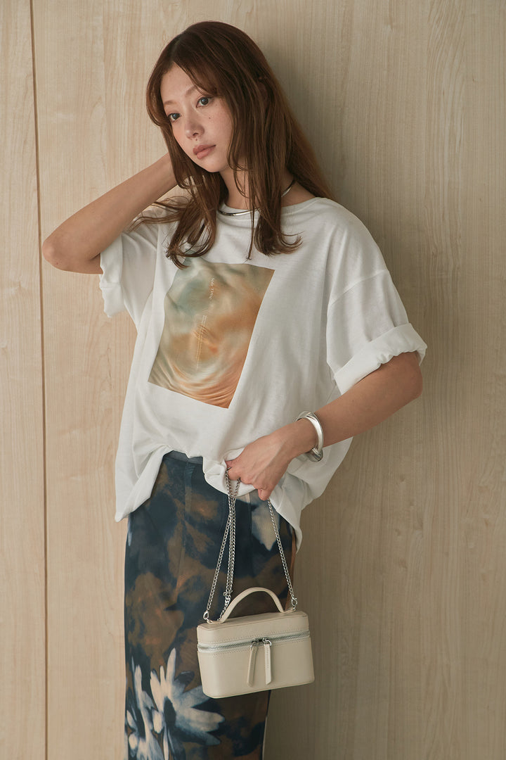[SET]MarbleプリントTシャツ+ニュアンス花柄スカート(2set)