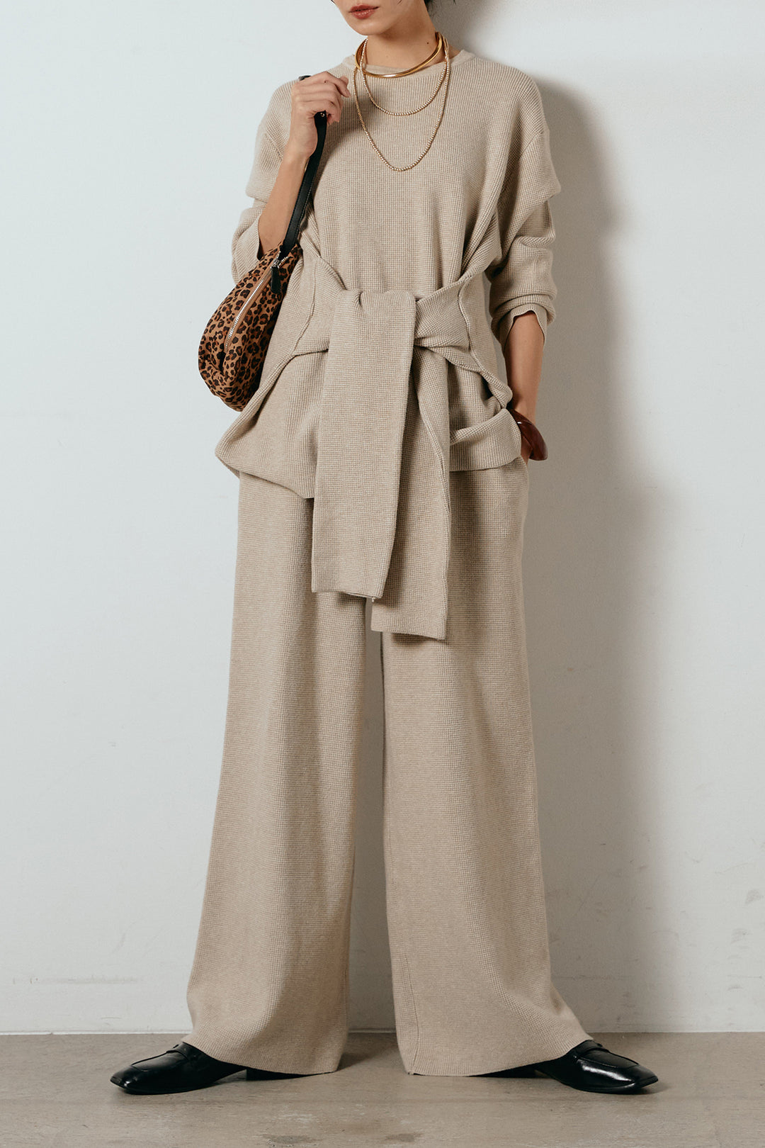 [SET]ウエスト巻きワッフルニットSETUP