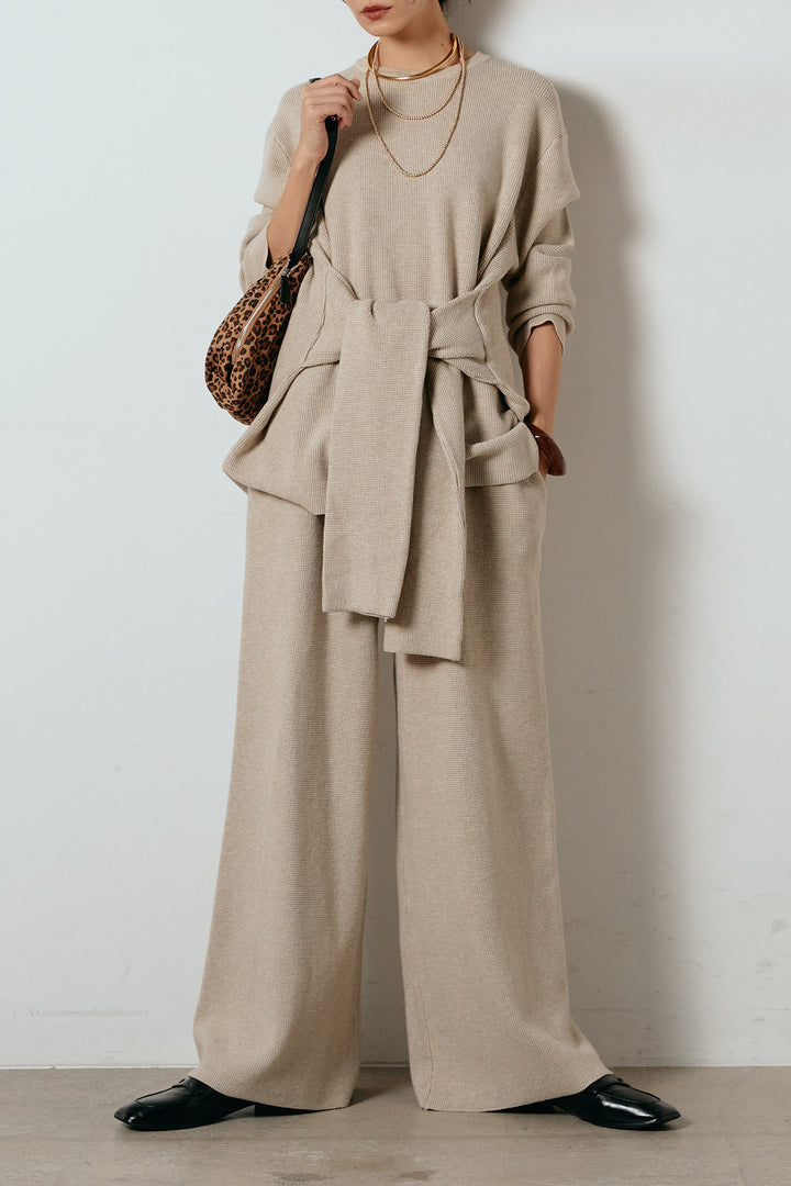 [SET]ウエスト巻きワッフルニットSETUP