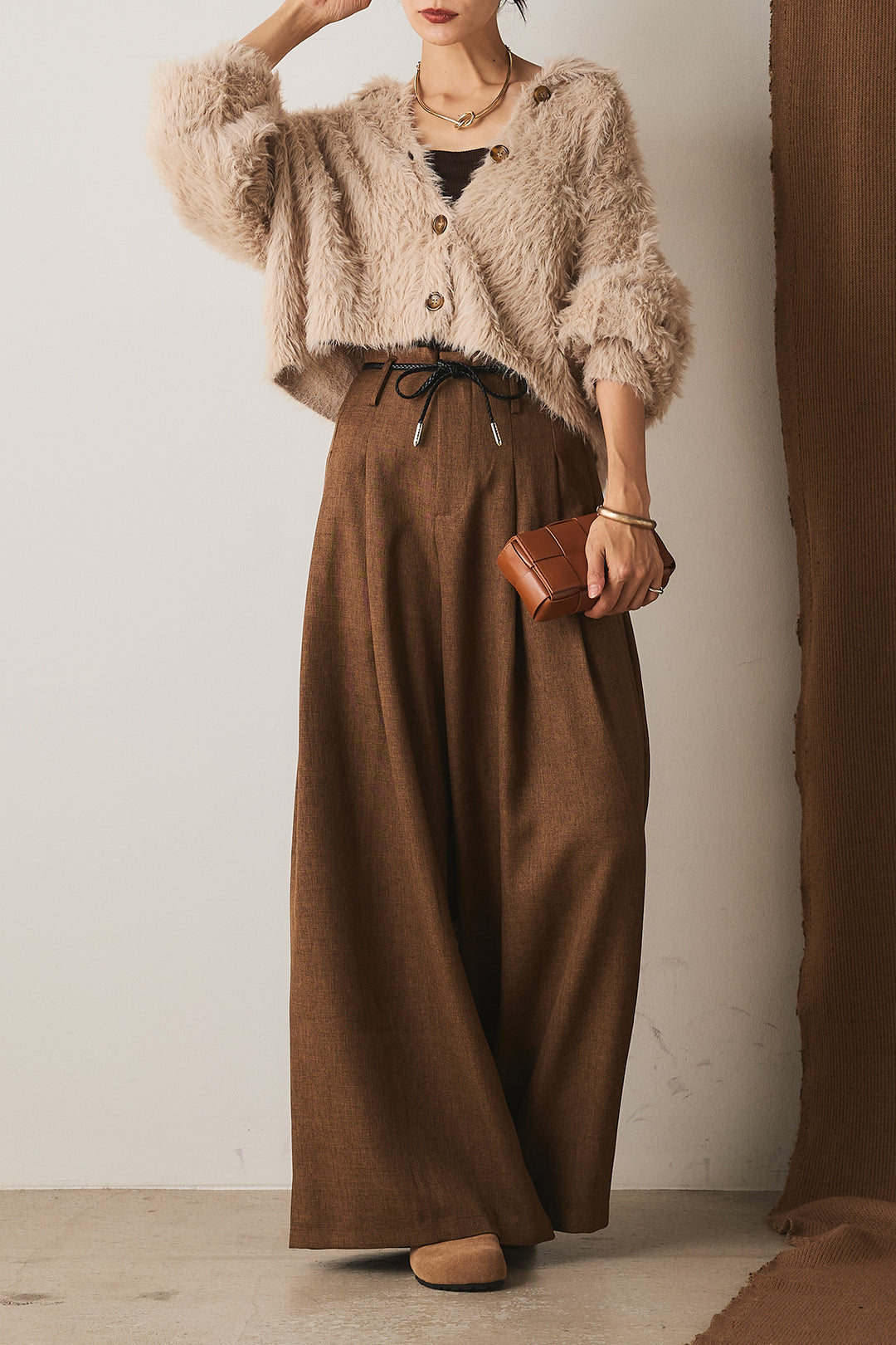 【即納】フェザーヤーン衿付きカーディガン