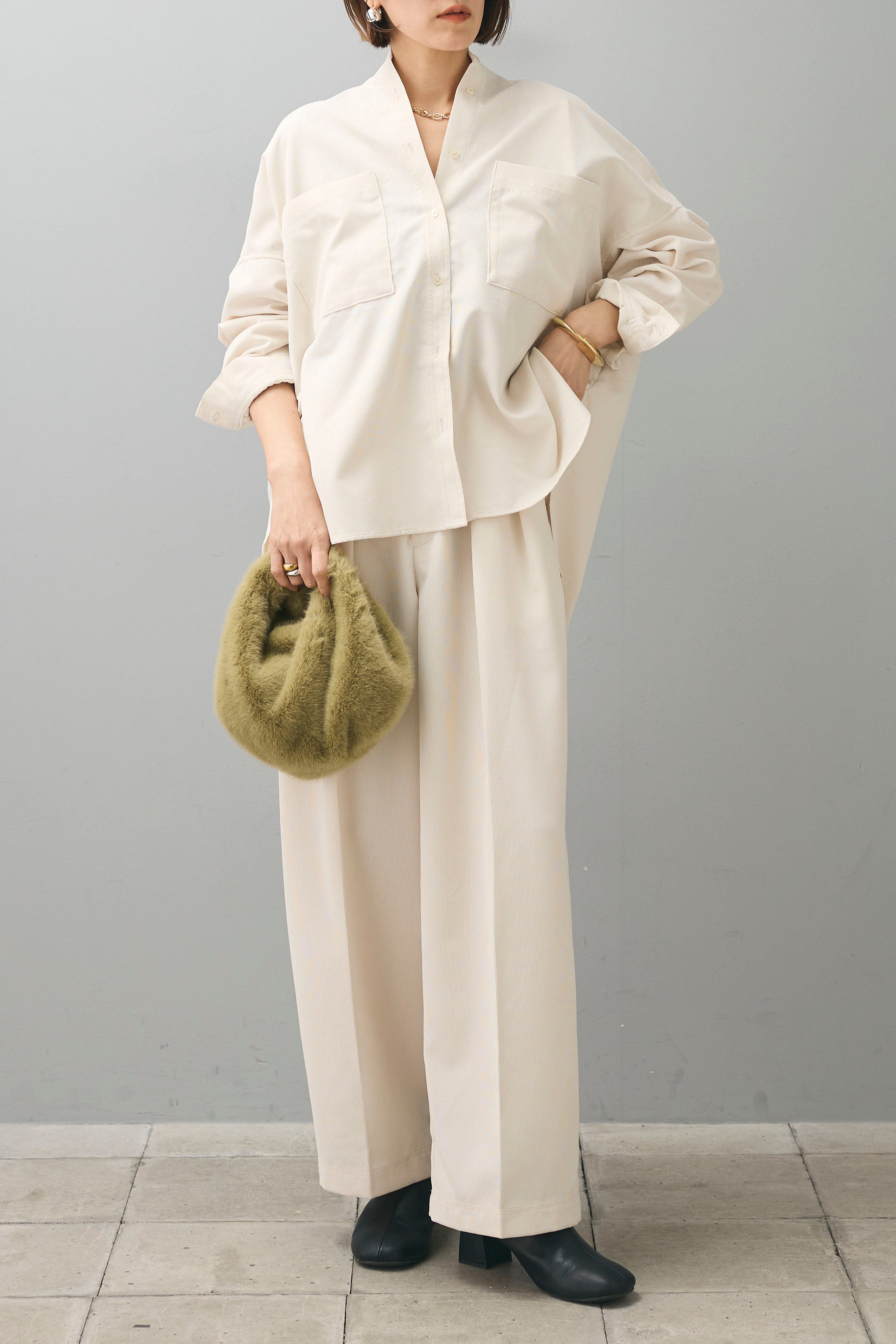 SET]コーデュロイシャツ+コーデュロイワイドパンツ(2set) – ESICA