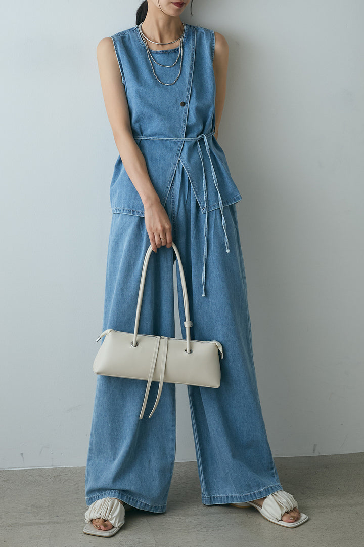[SET]ウエスト巻きデニムノースリーブSETUP
