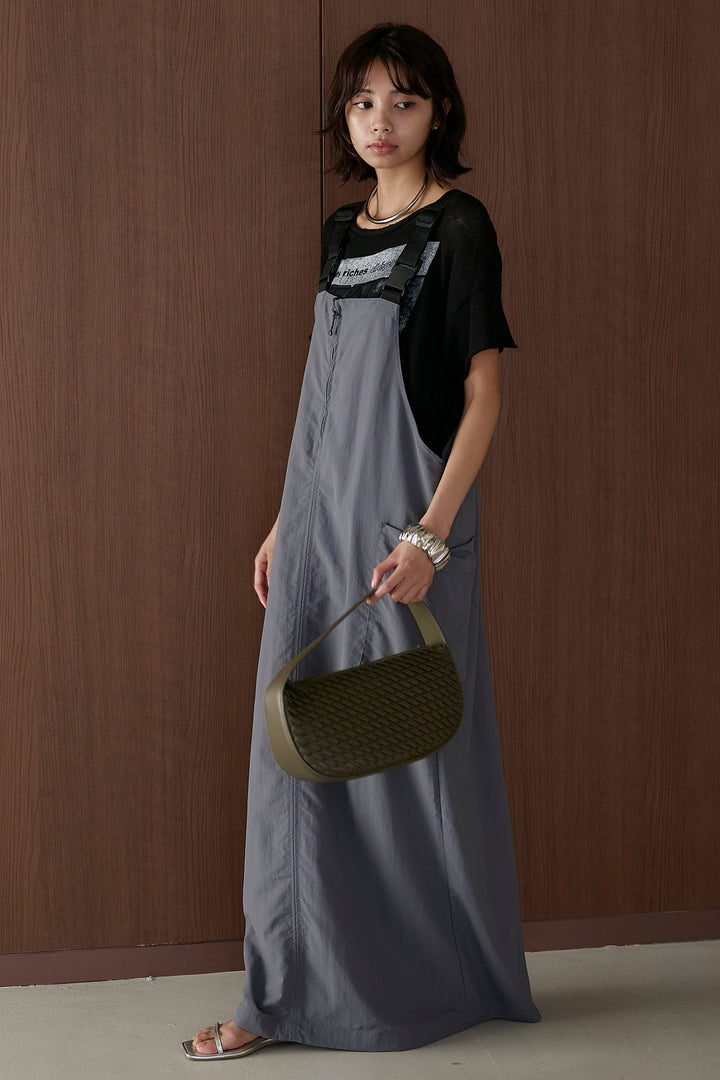 [SET]半袖モノトーングラフィックトップス+ナイロンワンピース(2set)