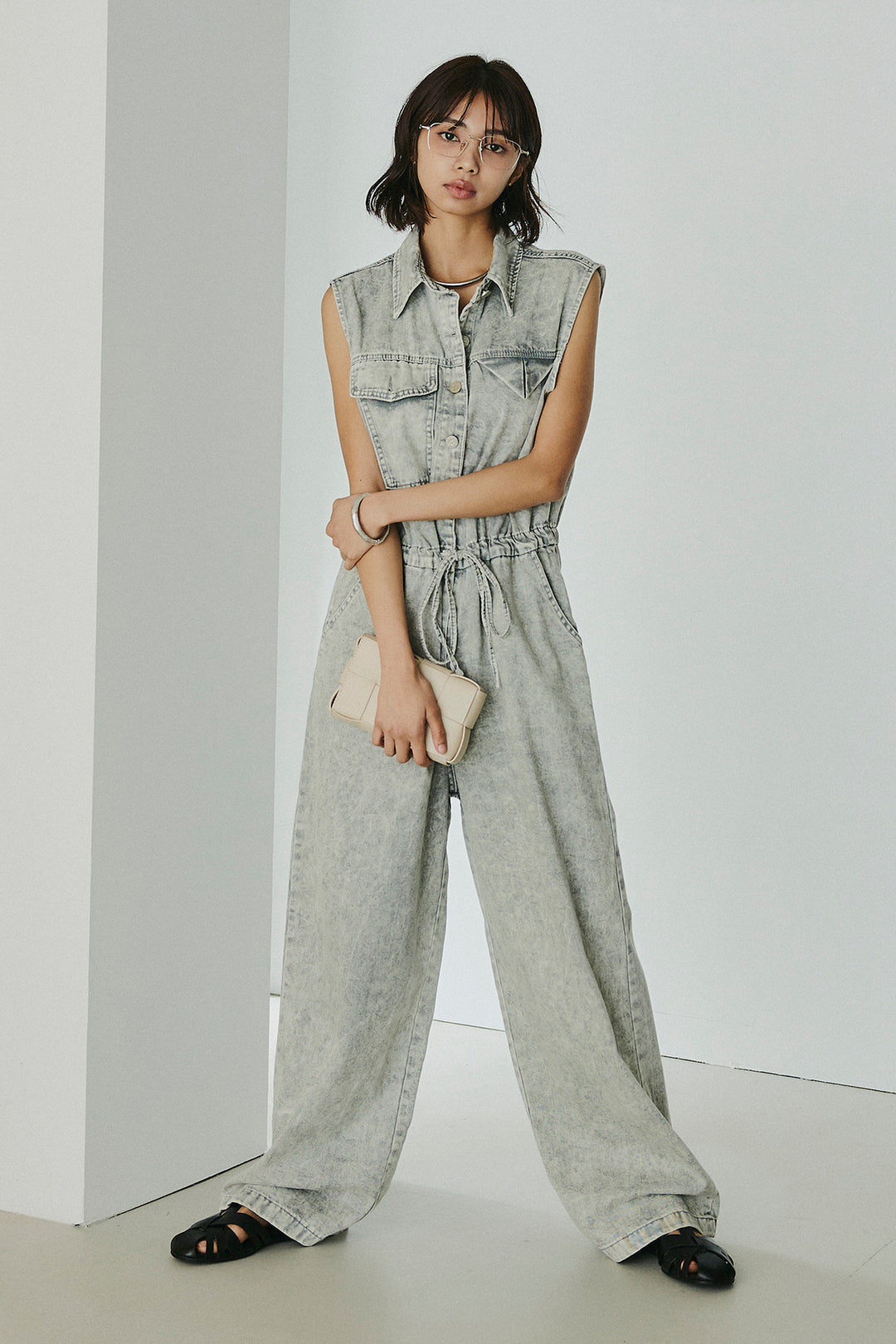 [SET]ケミカルデニムノースリロンパース