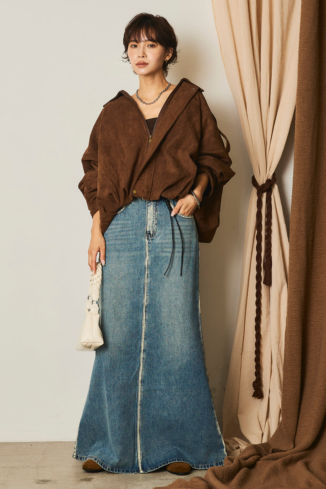 【即納】バルーンシルエットフェイクスエードブルゾン