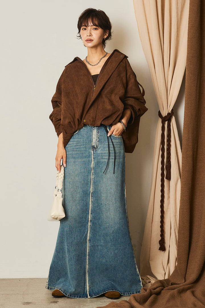 【即納】バルーンシルエットフェイクスエードブルゾン