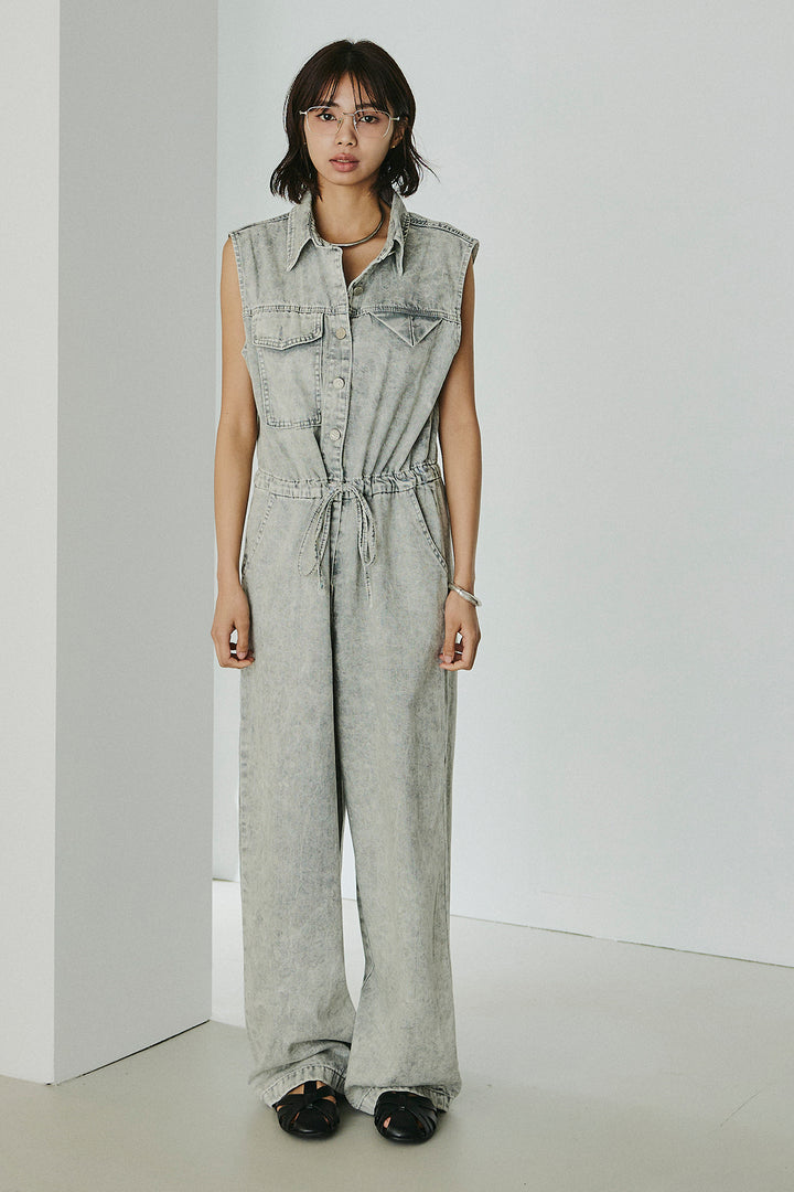 [SET]ケミカルデニムノースリロンパース