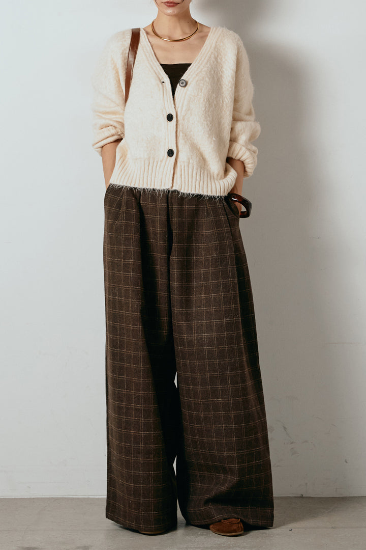 起毛ボタンニットカーディガン/アイボリー