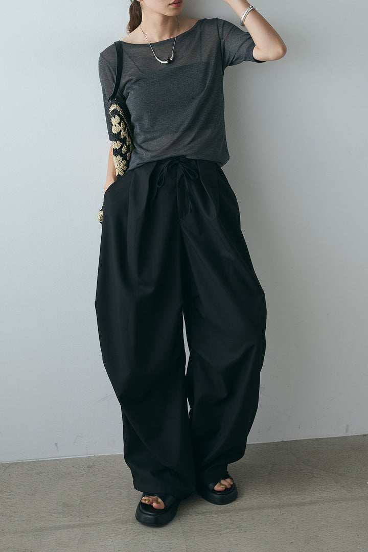 [SET]シアーバックオープンプルオーバー+デザインタックパンツ(2set)