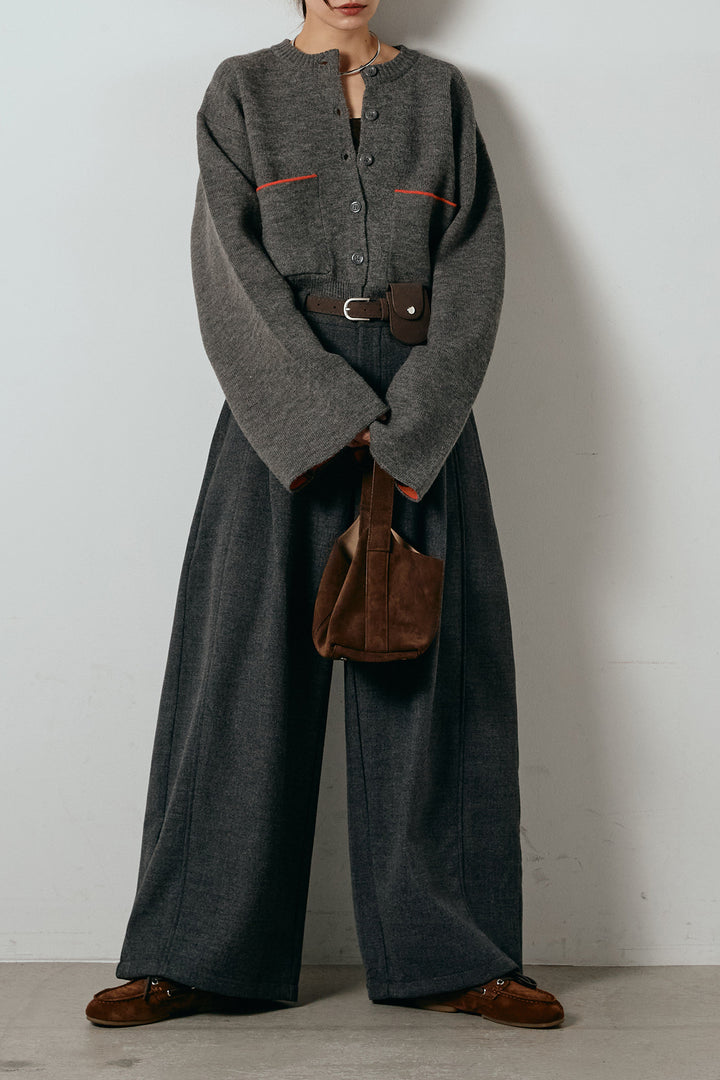 アルパカタッチダブルフェイスカーディガン/チャコール