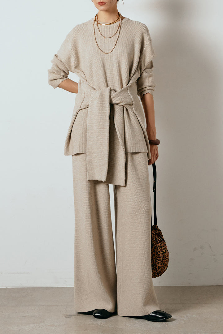 [SET]ウエスト巻きワッフルニットSETUP