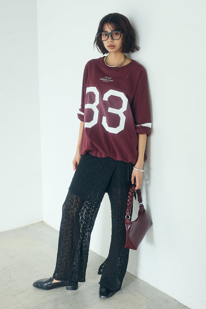 [SET]裾ドロストナンバービッグTシャツ+ストレッチレースパンツ＆ラップスカートセット(2set)