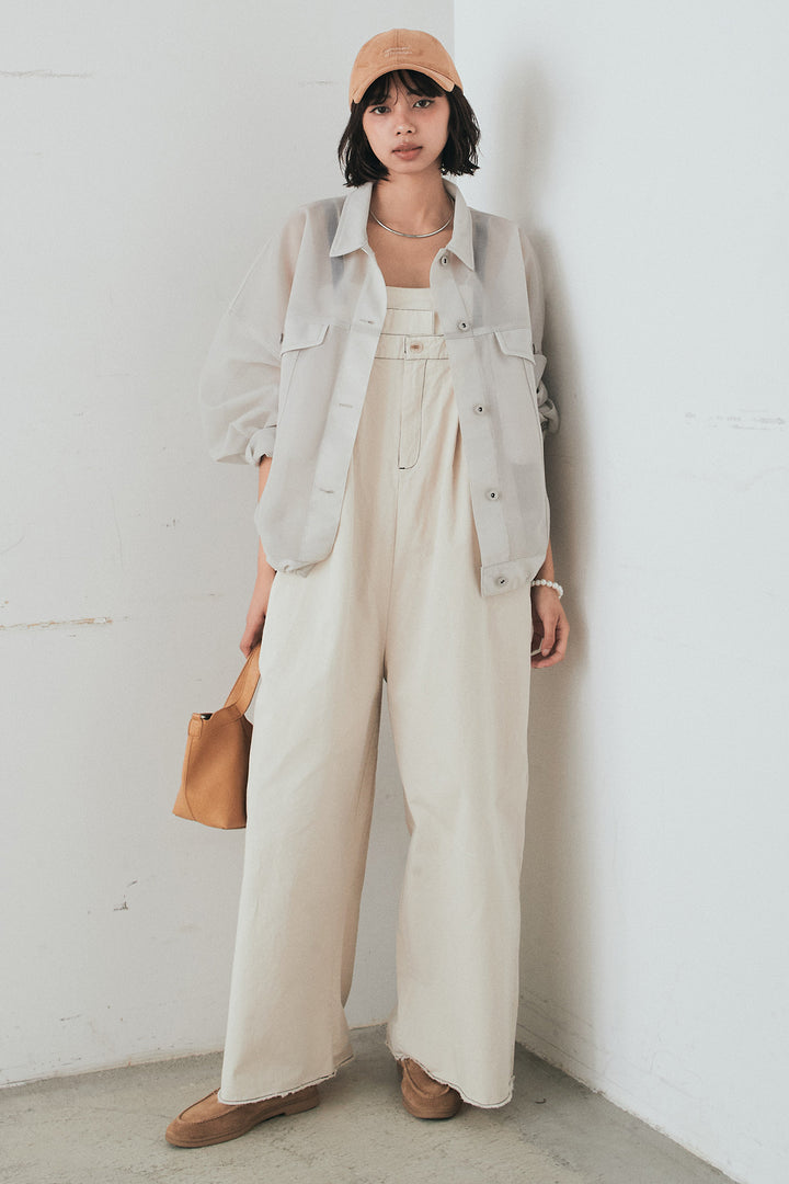 [SET]シアーダンボールサイドドロストジャケット+綿ツイルアシメサロペット(2set)