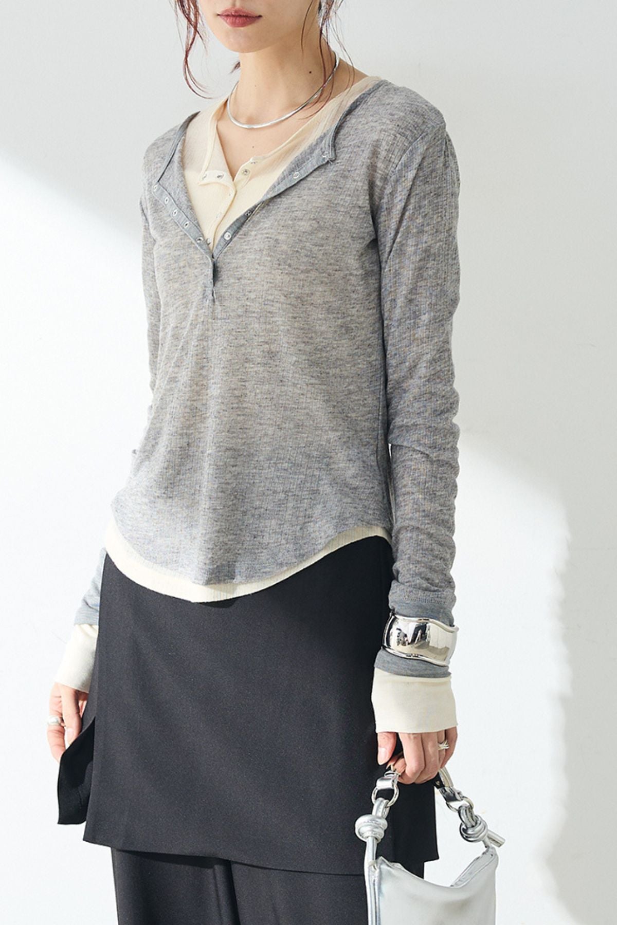 SET]シアーテレコヘンリーネックプルオーバー+シアーテレコヘンリー