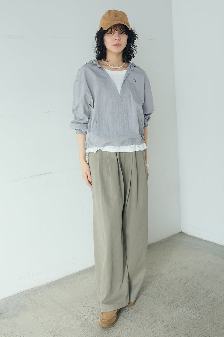 [SET]レイヤードデザインフーディートップス+サイド調整ベルトタックパンツ(2set)