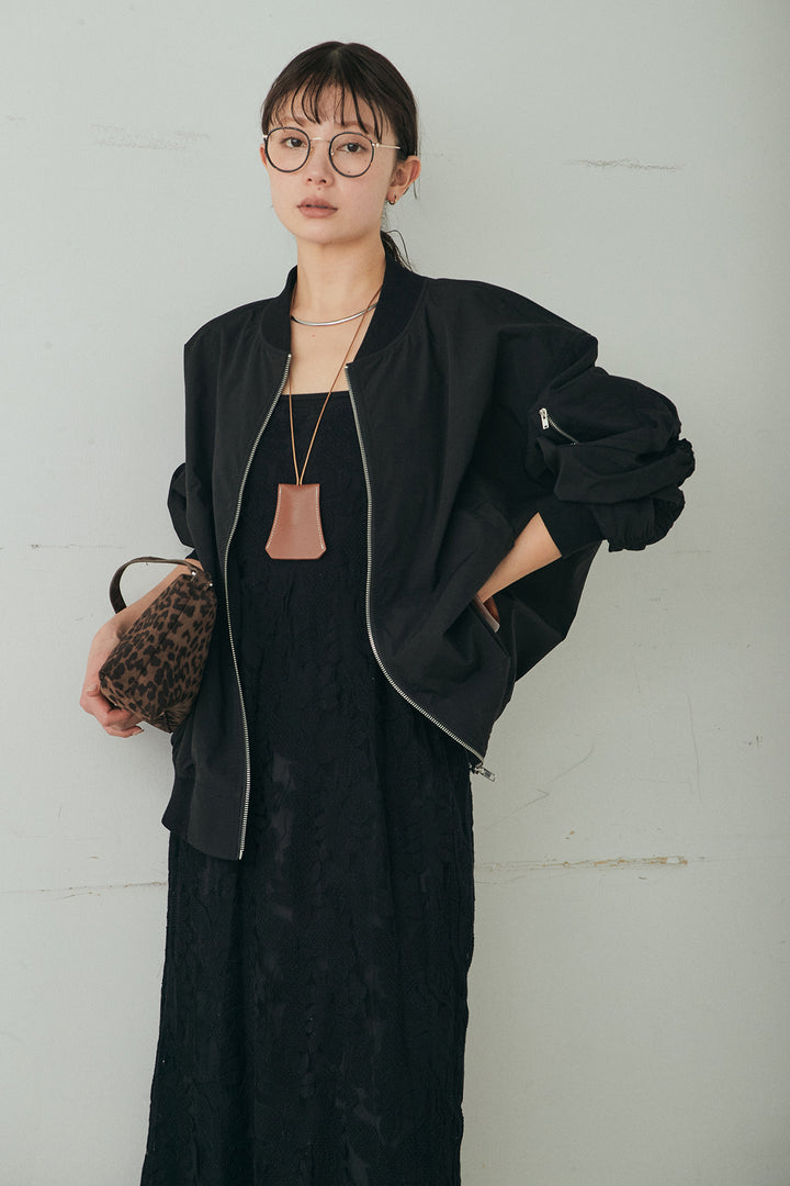 [SET]袖シャーリングオーバーサイズMA1+総レースキャミワンピース(2set)