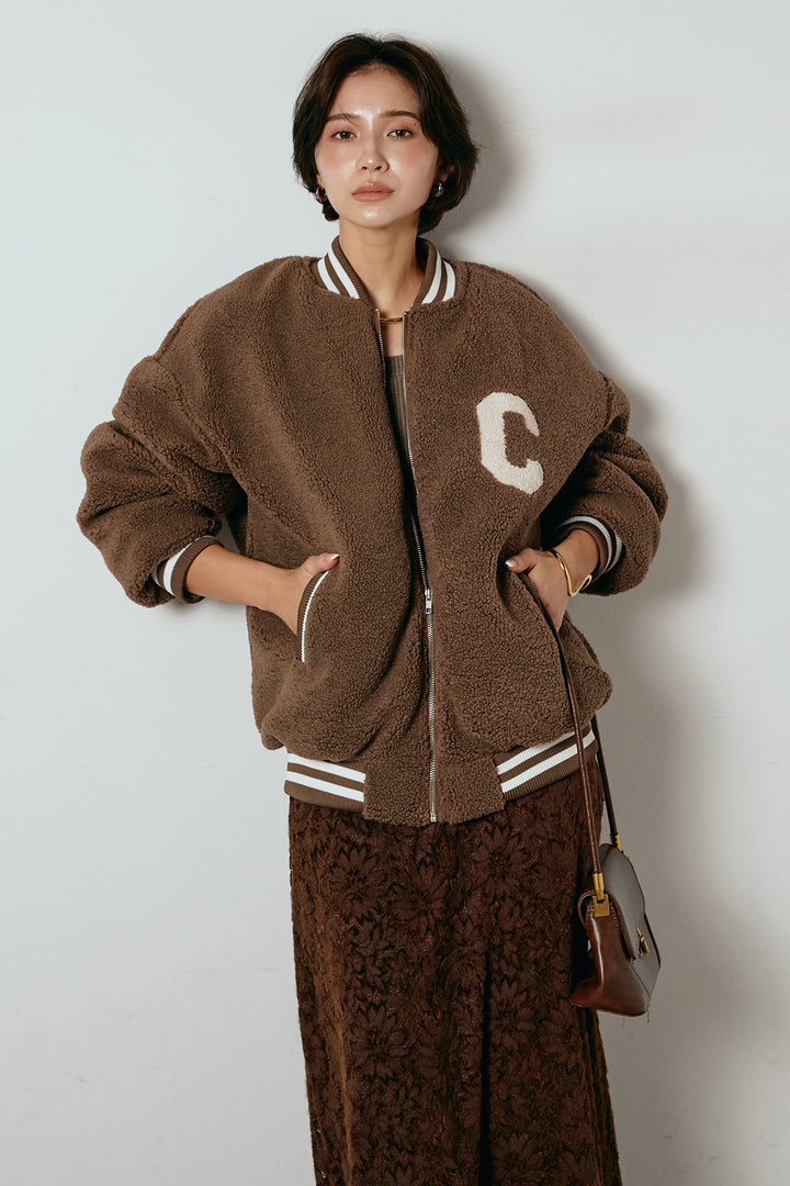 [SET]ロゴスタジャンボアブルゾン+花柄刺繍ベロアフレアスカート(2set)