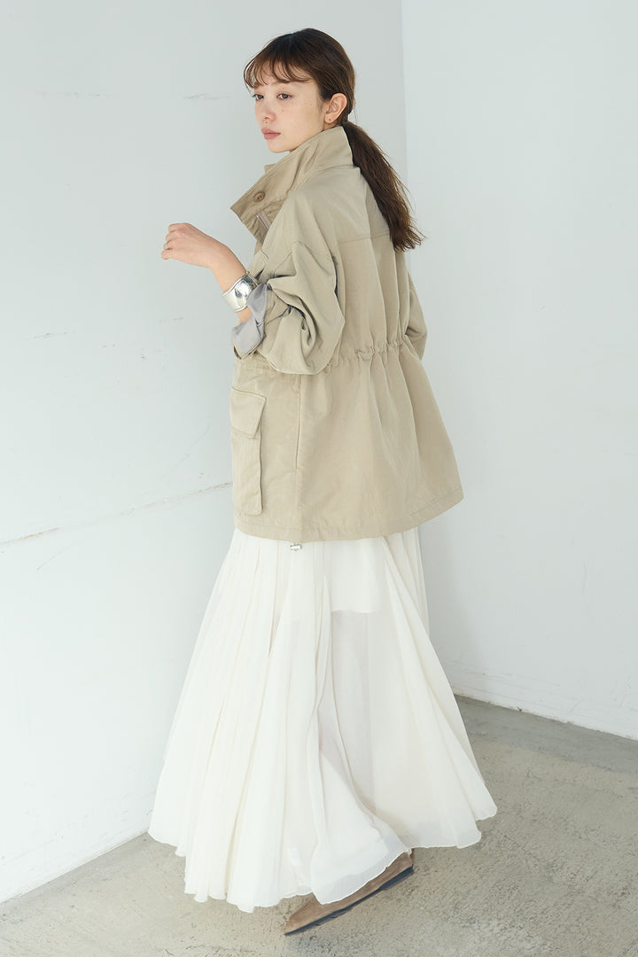 [SET]ナイロンツイルフィールドジャケット+シアーフリルキャミワンピース(2set)