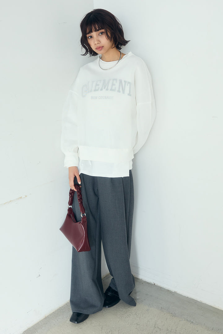 [SET]クリアダンボールプルオーバー+斜めボタンタック入りスラックス(2set)