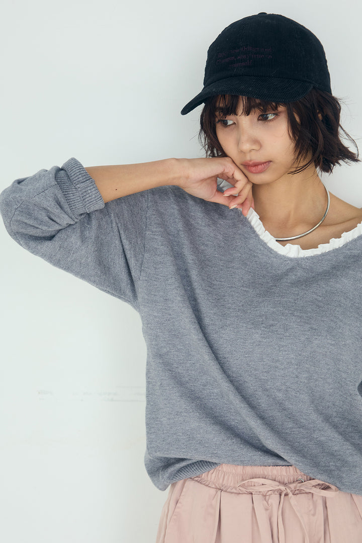 [SET]クールクール異素材コンビオフショルプルオーバー+撥水ジョガーパンツ(2set)