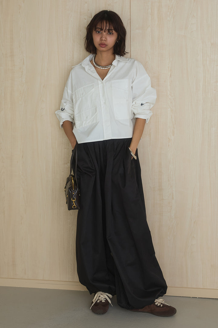 [SET]ビッグポケットシャツ+裾絞りワイドパンツ(2set)