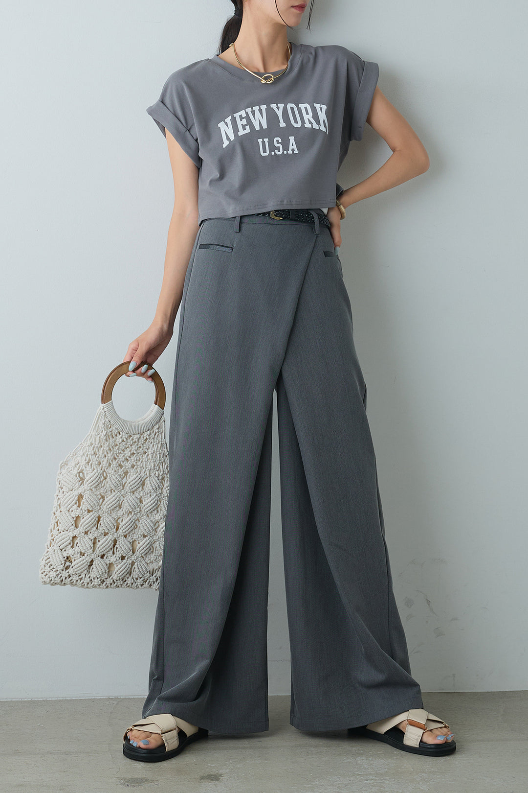 [着回しセット]ショート丈NEWYORKロゴTシャツ+ショート丈NEWYORKロゴTシャツ(2set)