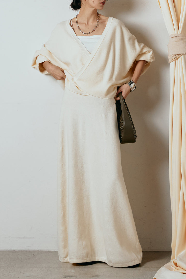 [SET]カシュクールニットカーディガン+ニットロングスカート(2set)