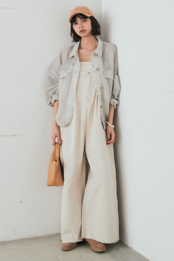 [SET]シアーダンボールサイドドロストジャケット+綿ツイルアシメサロペット(2set)