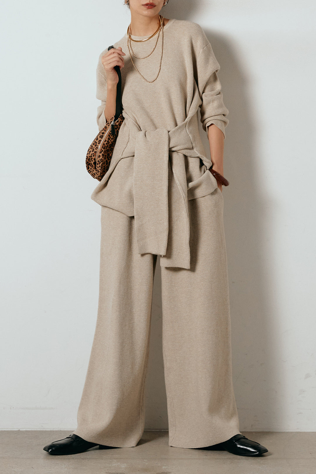 [SET]ウエスト巻きワッフルニットSETUP